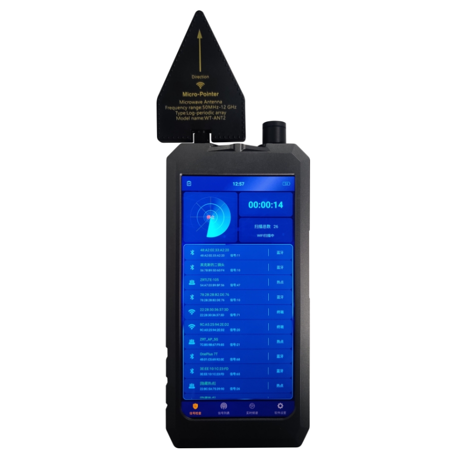 Handheld wireless signal detector YX-007-T12{1-12GHz}